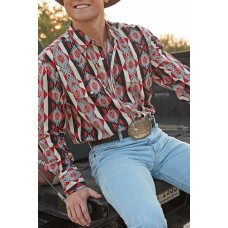 MEN'S PRINTED LONG SLEEVE WESTERN SHIRT