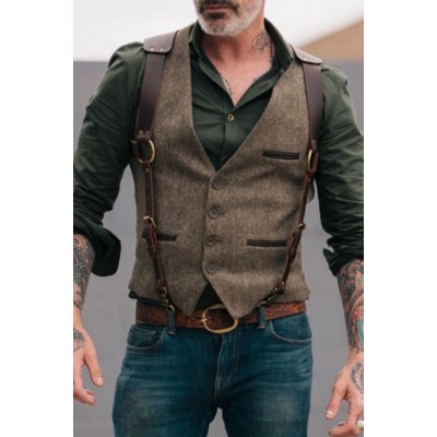 Fashionable Solid Color Open Pocket Vest