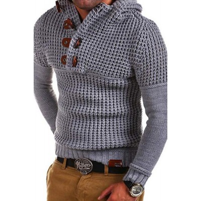 Men's Hooded Sweater Long-sleeved Knit Sweater